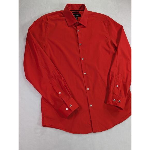 Nicole Miller NY Large 16-16 1/5 34/35 Stretch Red Dress Shirt w/Pearl Buttons - Picture 4 of 13